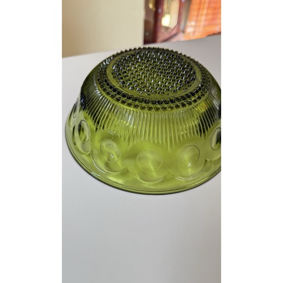 Vintage Green Glass Bartlett Collins Manhattan Bullseye Serving Bowl Dish 8.5x3 - Picture 5 of 11